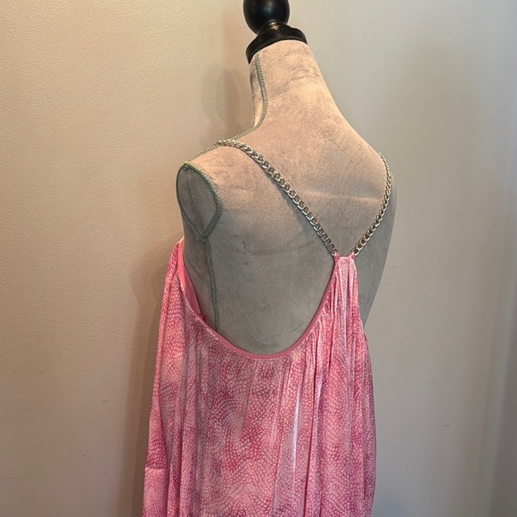 Michael Kors Pink Tiered Sundress with silver chain straps NWT XL - Picture 7 of 16